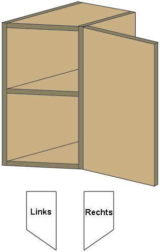 Hängeschrank, Küchenhängeschrank, Oberschrank, diagonal abgeschrägt, 1 Tür, 30 * 56,7 * 35