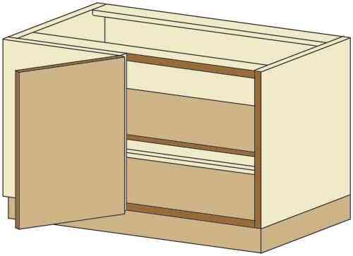 Unterschrank, Schrank, Küchenschrank, Küchenunterschrank, Eck-Unterschrank, 1 Tür 60cm breit, DEUV-V